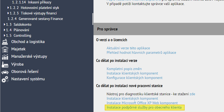Instalace služby