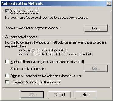 Obrázek 2 - Nastavení pro ESO9 autentikaci (pro externí NT autentizaci se ponechá pouze Interated Windows authentication)
