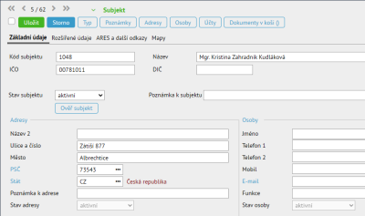  Našeptávač subjektů - výběr
