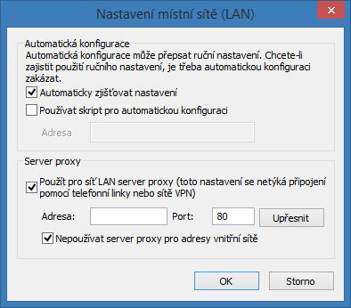Nastavení připojení