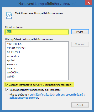 Nastavení kompatibilního režimu zobrazení